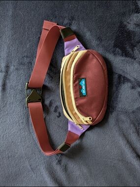 Kavu Burgundy, Tan & Purple Belt Bag